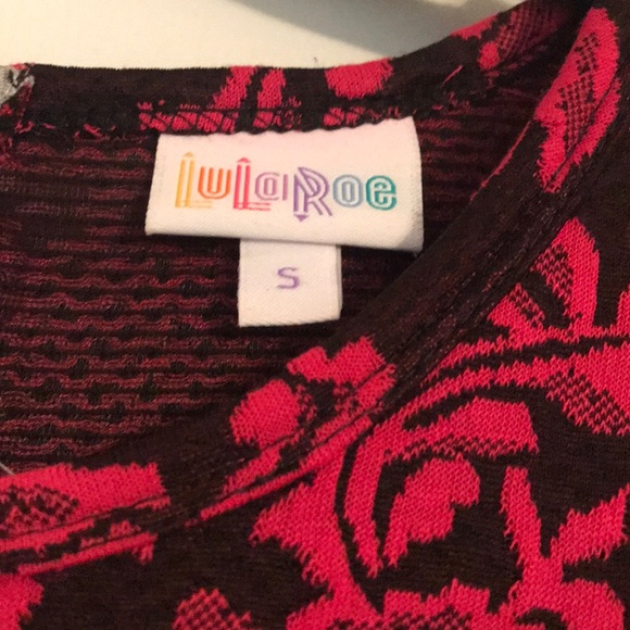 Lularoe Black and Hot Pink Floral Amelia - Picture 3 of 5